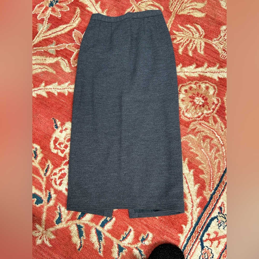 Pamela Dennis vintage charcoal wool jersey midi skirt